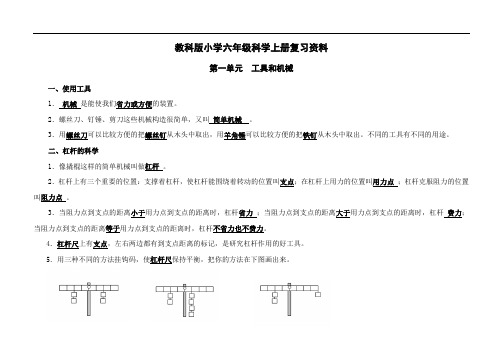 小学科学(教科版)   六年级上册    第一单元  复习资料