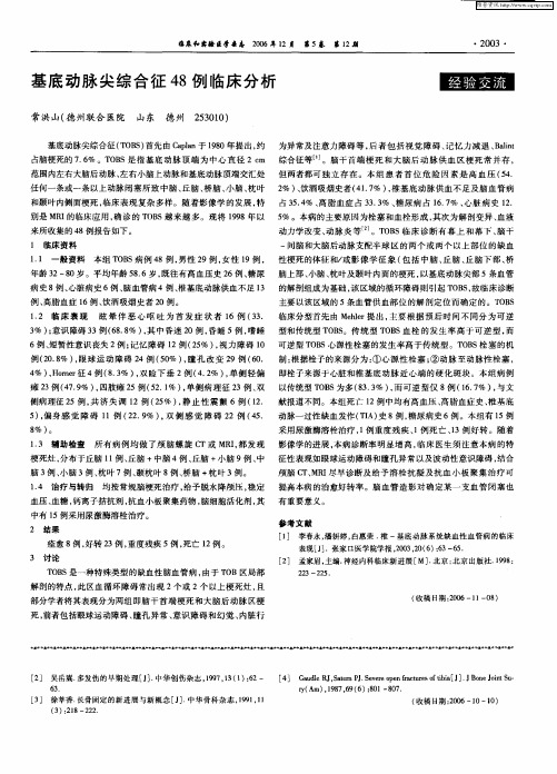 基底动脉尖综合征48例临床分析