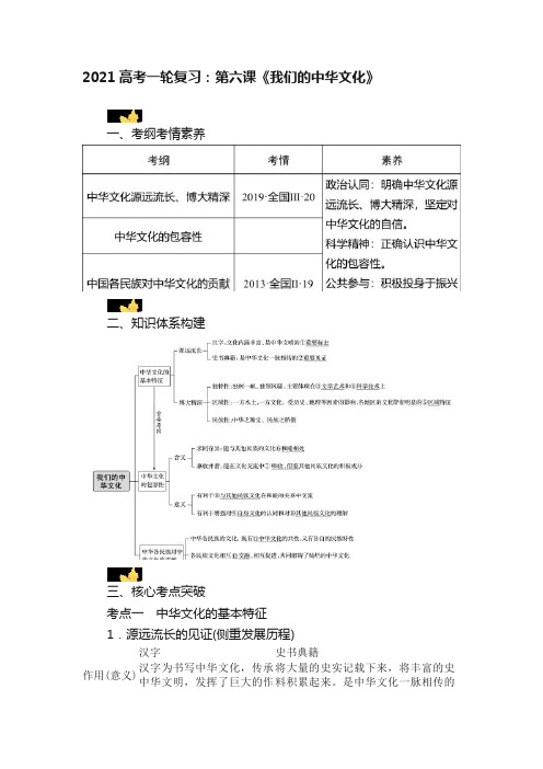 2021高考一轮复习：第六课《我们的中华文化》