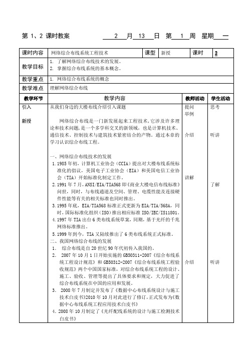 网络综合布线教案