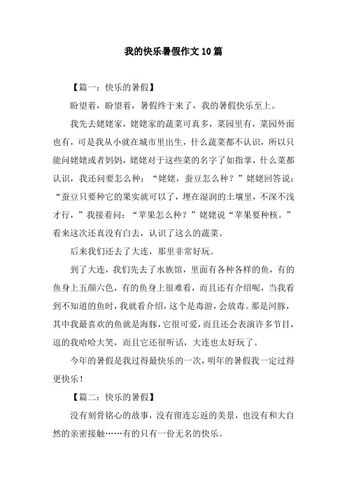 我的快乐暑假作文10篇