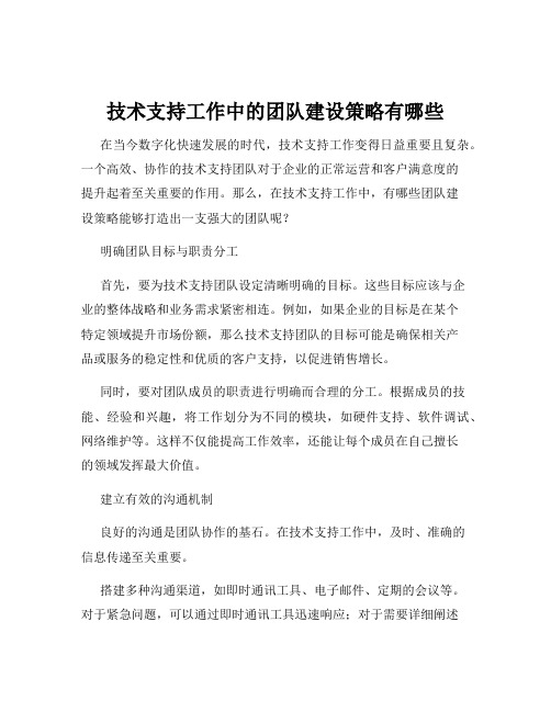 技术支持工作中的团队建设策略有哪些