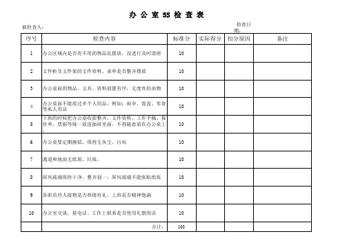 办公室5S检查表