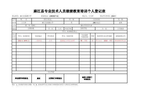 继续教育登记表(仙鹅)