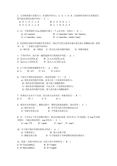 2015江西省JAVA版数据结构考试技巧重点