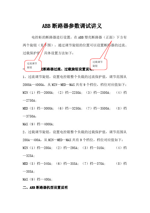 ABB断路器参数调试讲义全