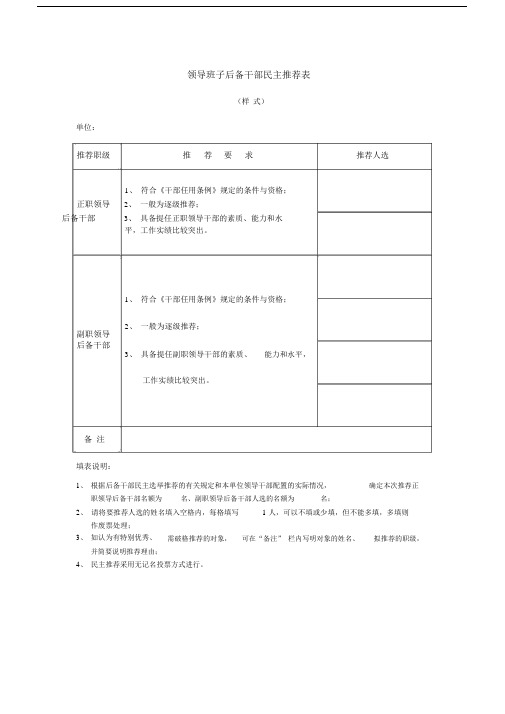 领导班子后备干部民主推荐表.doc