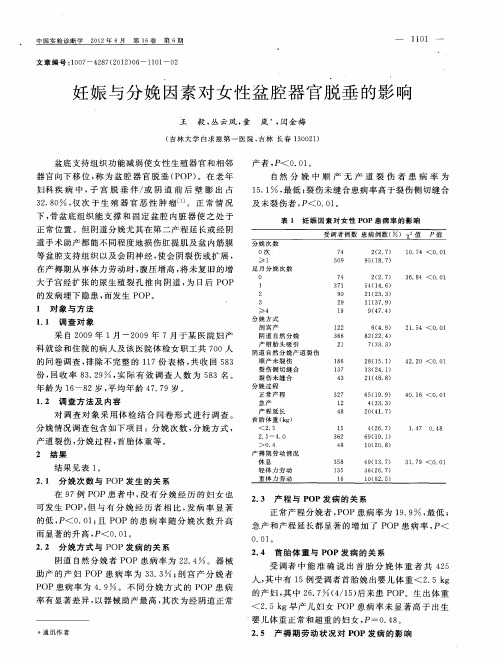 妊娠与分娩因素对女性盆腔器官脱垂的影响