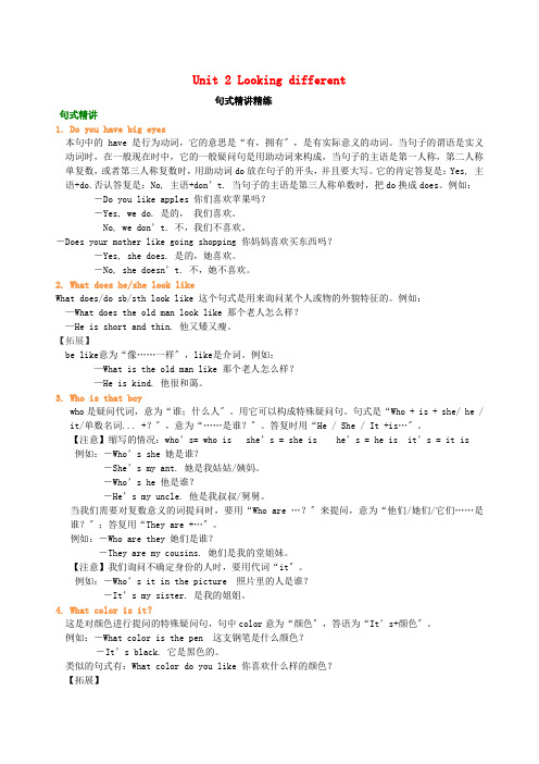 七年级 上册U2Lookingdifferent句式精讲精练
