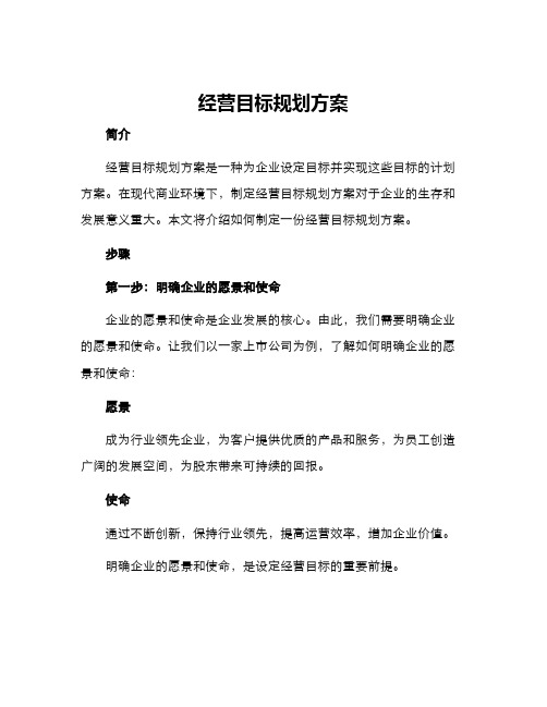 经营目标规划方案