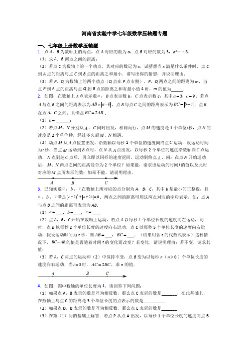 河南省实验中学七年级数学压轴题专题