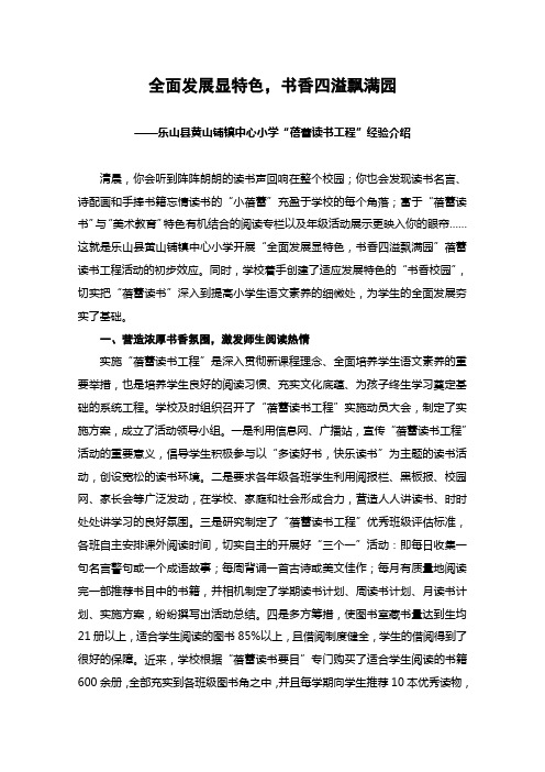 乐山镇中心小学“蓓蕾读书工程”经验介绍