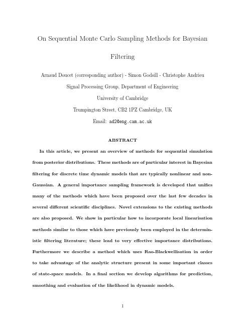 On Sequential Monte Carlo Sampling Methods for Bayesian Filtering