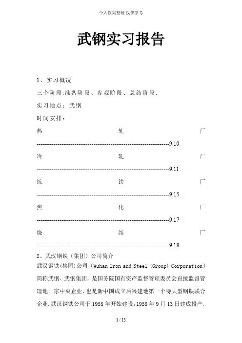 实习研究报告(武钢)