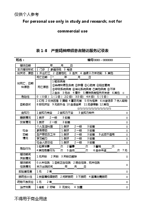 严重精神障碍患者随访服务记录表