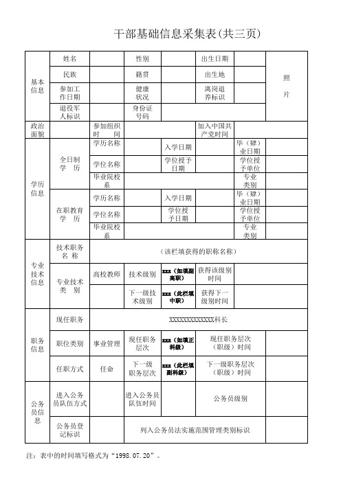 干部基础信息采集表(共三页)