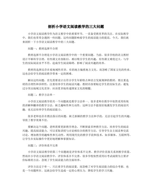 剖析小学语文阅读教学的三大问题