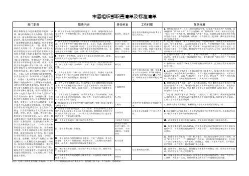 市委组织部职责清单及标准清单