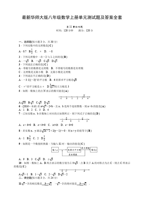 最新华师大版八年级数学上册单元测试题及答案全套