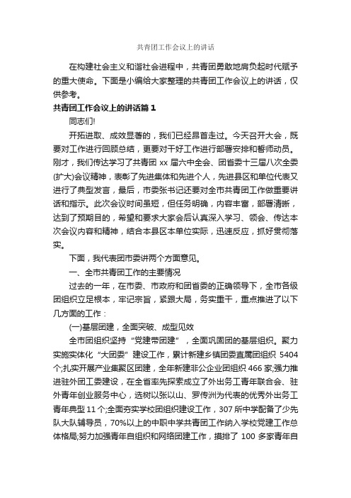 共青团工作会议上的讲话_发言稿_