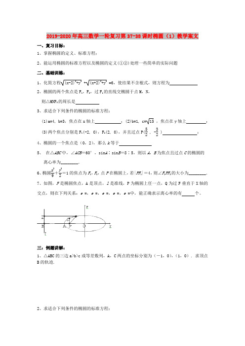 2019-2020年高三数学一轮复习第37-38课时椭圆(1)教学案文