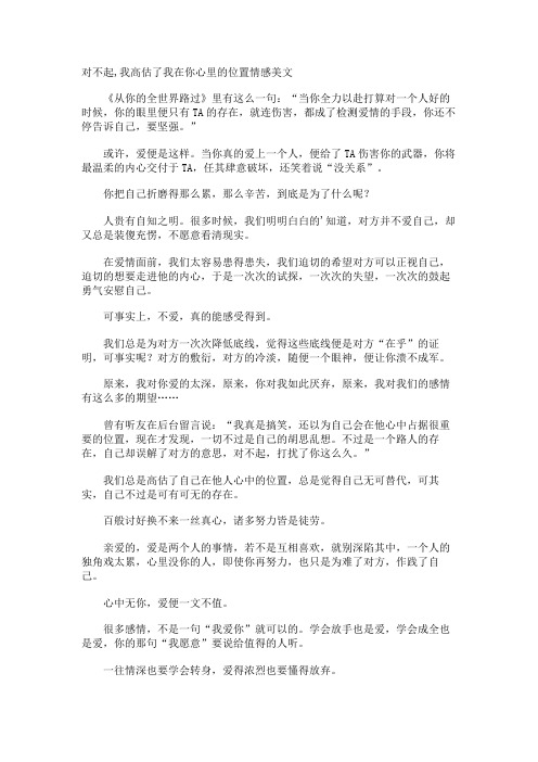 对不起,我高估了我在你心里的位置情感美文