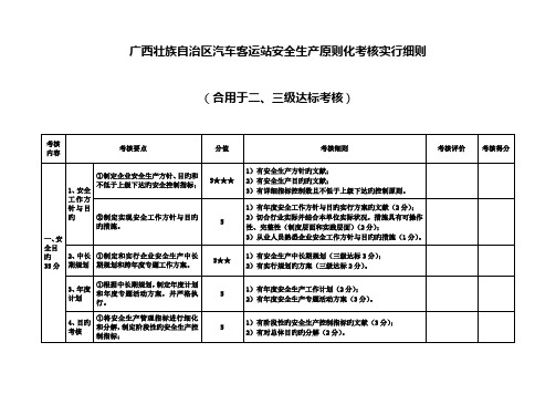 广西壮族自治区汽车客运站安全生产标准化考评实施细则