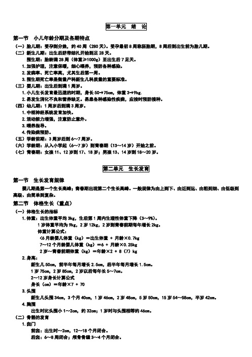 儿科学重点总结