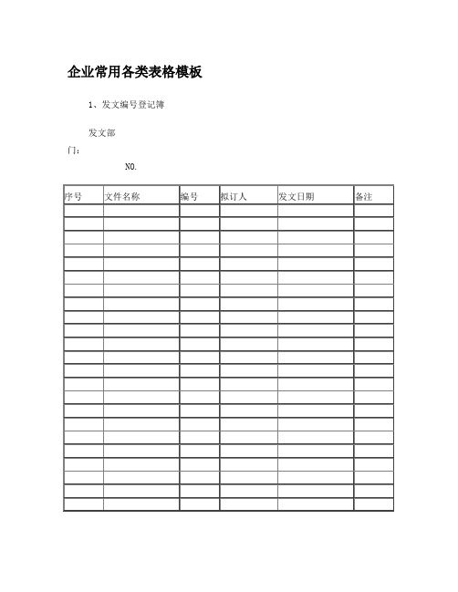 企业常用各类表格(模板)