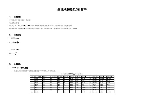 空调风系统水力计算书范本