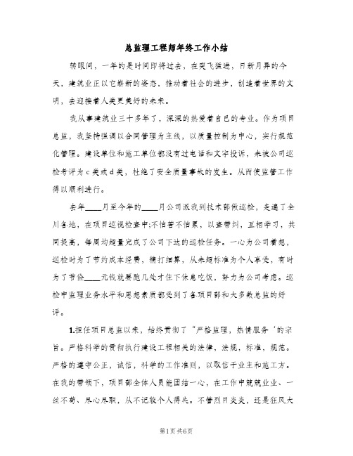 总监理工程师年终工作小结（2篇）