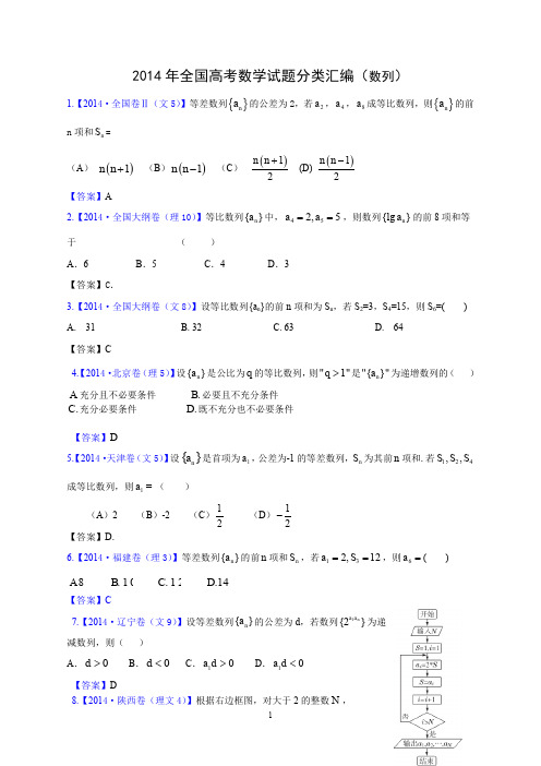 2014年高考数学数列