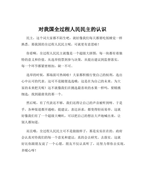 对我国全过程人民民主的认识