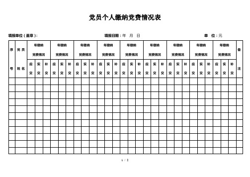 党员个人缴纳党费情况表