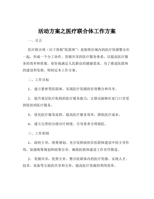 活动方案之医疗联合体工作方案