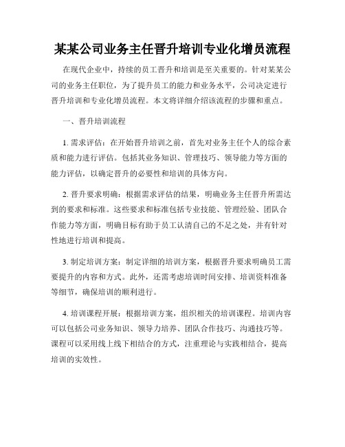 某某公司业务主任晋升培训专业化增员流程