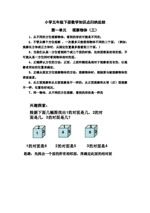 人教数学五年级下册知识点归纳总结