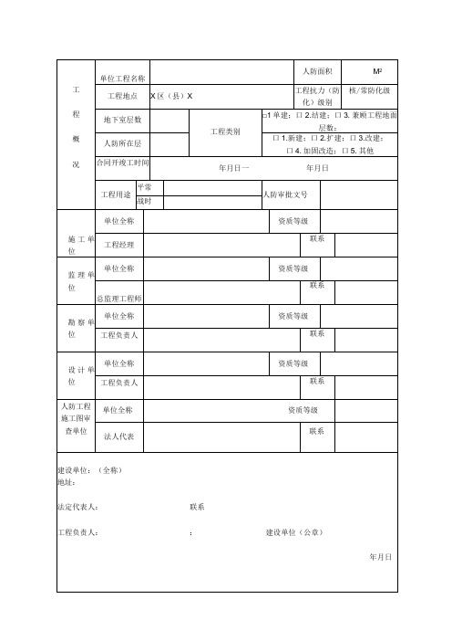 2023年人防工程概况表