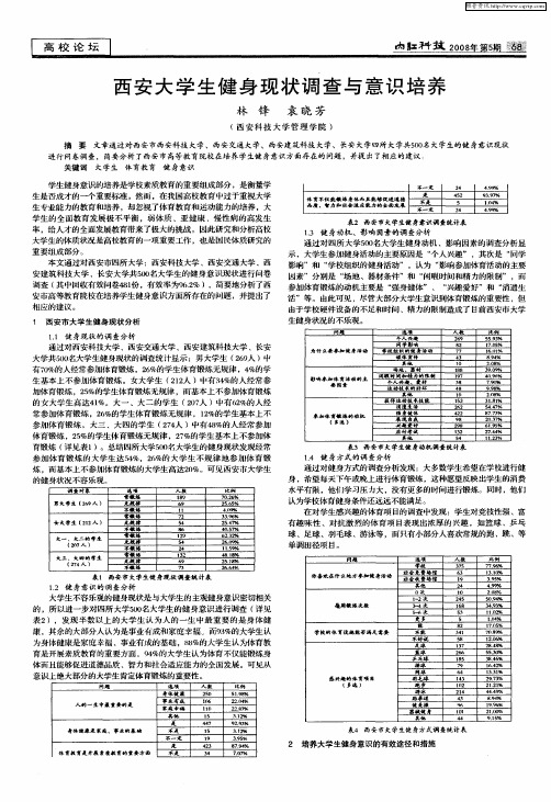 西安大学生健身现状调查与意识培养