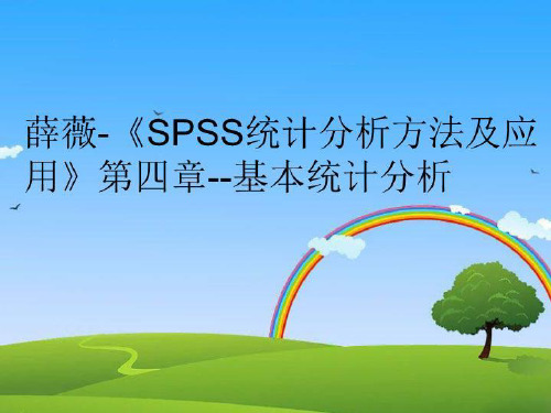 【精品】薛薇-《SPSS统计分析方法及应用》第四章--基本统计分析精编版