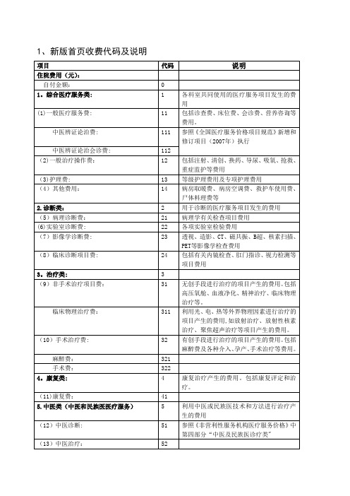 新版病案首页费用项目分类及说明【范本模板】