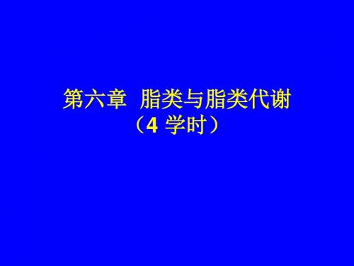 第六章  脂类与脂类代谢