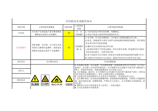 空压机安全风险告知卡