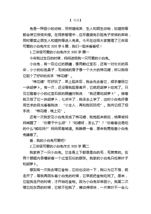 三年级可爱的小白兔作文300字6篇