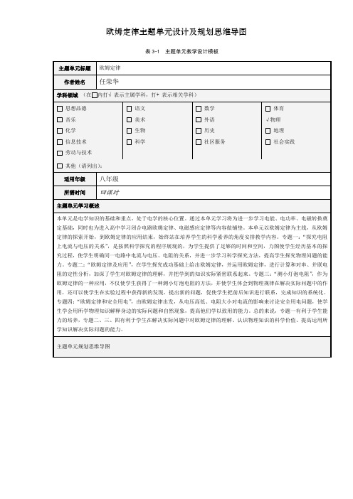 欧姆定律主题单元设计及规划思维导图