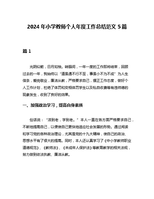 2024年小学教师个人年度工作总结范文5篇