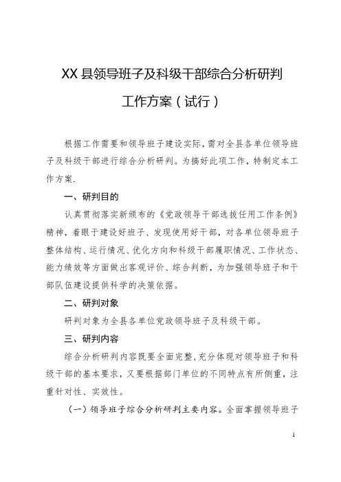 各级领导班子及科级领导干部综合研判工作方案