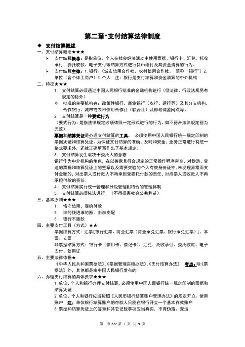 财经法规支付结算法律制度要点总结资料