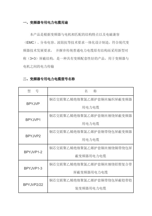 变频器专用电缆