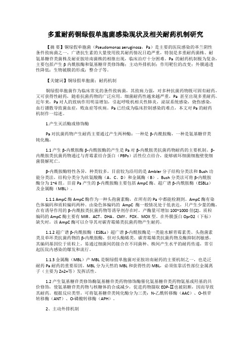 多重耐药铜绿假单胞菌感染现状及相关耐药机制研究